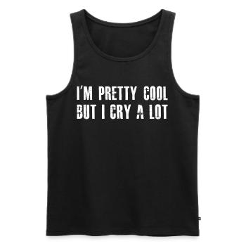 Ich bin ziemlich cool, aber ich weine viel - Männer Premium Bio Tank Top - Schwarz - Vorne - AI Model Male 178 light (178cm)