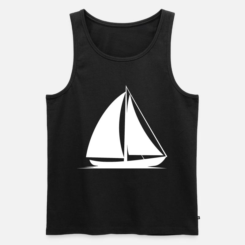 Segelboot Line Art - Männer Premium Bio Tank Top - Schwarz