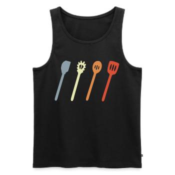 Cooking spoon sketch - Men's Premium Organic Tank Top - black - Front - AI Model Male 178 light (178cm)
