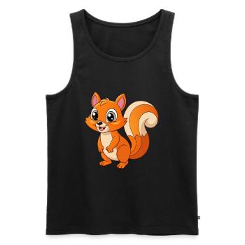 Squirrel Cute Mascot Cartoon Character Kawaii - Men's Premium Organic Tank Top - black - Front - Michal (187cm)