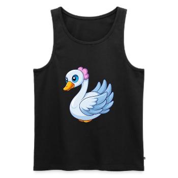 Swan Cute Mascot Cartoon Character Kawaii - Men's Premium Organic Tank Top - black - Front - Michal (187cm)