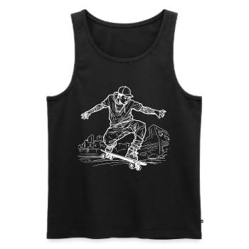 Dessin de skateboarder - Débardeur bio Premium Homme - noir - Devant - Michal (187cm)