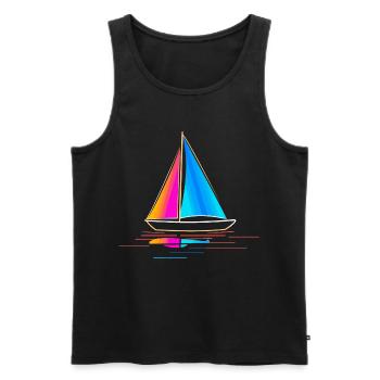 Vintage Segelboot Zeichnung - Männer Premium Bio Tank Top - Schwarz - Vorne - Michal (187cm)