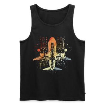 Airplane Drawing Retro Look - Men's Premium Organic Tank Top - black - Front - Michal (187cm)