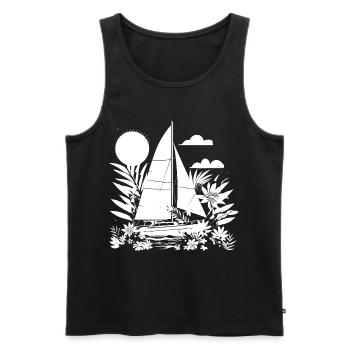 Segeln Comic Look - Männer Premium Bio Tank Top - Schwarz - Vorne - AI Model Male 178 light (178cm)