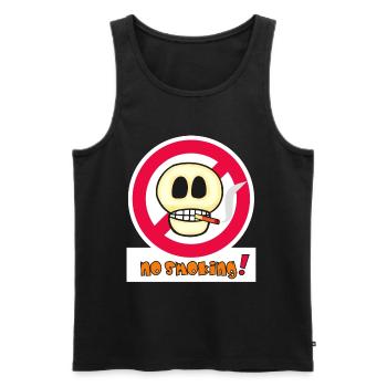 No Smoking Totenkopf Gesicht - Lustiges Emoticon  - Männer Premium Bio Tank Top - Schwarz - Vorne - AI Model Male 178 light (178cm)