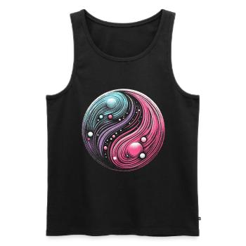 Cosmic Yin Yang: Galactic Balance of the Universe - Men's Premium Organic Tank Top - black - Front - AI Model Male 178 light (178cm)