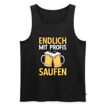 Endlich mit Profis saufen - Männer Premium Bio Tank Top - Schwarz - Vorne - Michal (187cm)
