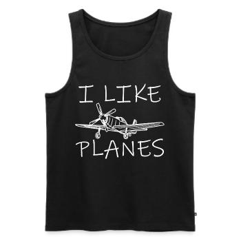J’aime les avions - Débardeur bio Premium Homme - noir - Devant - AI Model Male 178 light (178cm)