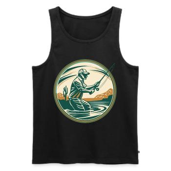 Illustration de pêche - Débardeur bio Premium Homme - noir - Devant - AI Model Male 178 light (178cm)