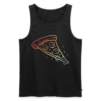 Croquis rétro de part de pizza - Débardeur bio Premium Homme - noir - Devant - AI Model Male 178 light (178cm)