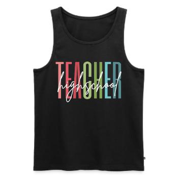 Cadeau d’école de professeur de lycée - Débardeur bio Premium Homme - noir - Devant - AI Model Male 178 light (178cm)