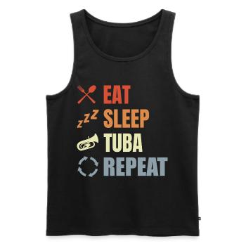 Manger Dormir Tuba Répéter - Débardeur bio Premium Homme - noir - Devant - Michal (187cm)