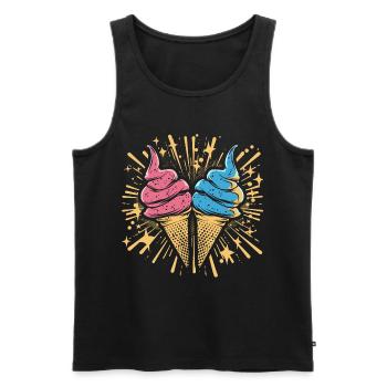 Eiscreme Cartoon Look - Männer Premium Bio Tank Top - Schwarz - Vorne - Michal (187cm)