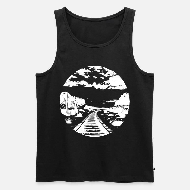 Eisenbahn Zeichnung - Männer Premium Bio Tank Top - Schwarz