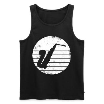 Dessin de saxophone - Débardeur bio Premium Homme - noir - Devant - AI Model Male 178 light (178cm)