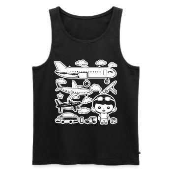 Airplanes Cartoon Style - Men's Premium Organic Tank Top - black - Front - Michal (187cm)