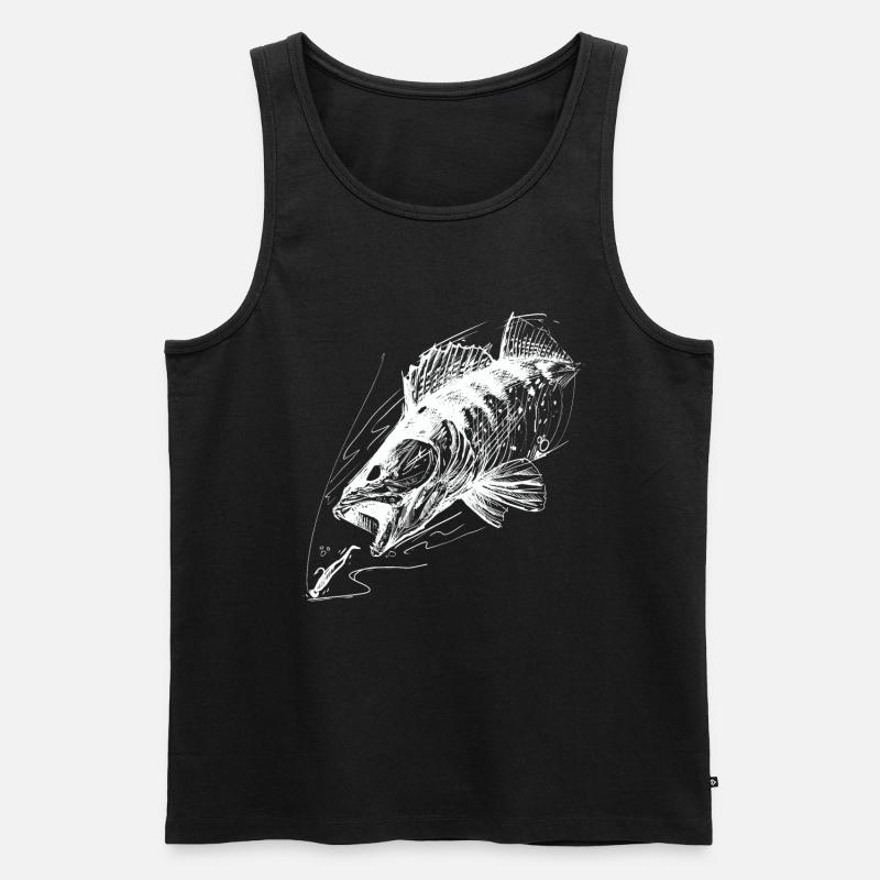Fisch des Lebens! - Angeltshirt Zanderangriff 2 W - Männer Premium Bio Tank Top - Schwarz