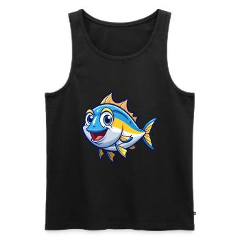 thon mignon personnage de dessin animé kawaii clipart - Débardeur bio Premium Homme - noir - Devant - Michal (187cm)