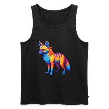 Aardwolf coloré Kawaii Dessin animé Personnage Clipart - Débardeur bio Premium Homme - noir - Devant - AI Model Male 178 light (178cm)