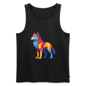 Arctic Wolf Colorful Kawaii Cartoon Character - Men's Premium Organic Tank Top - black - Front - AI Model Male 178 light (178cm)