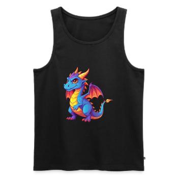 Dragon Colorful Kawaii Cartoon Character Clipart - Men's Premium Organic Tank Top - black - Front - Michal (187cm)