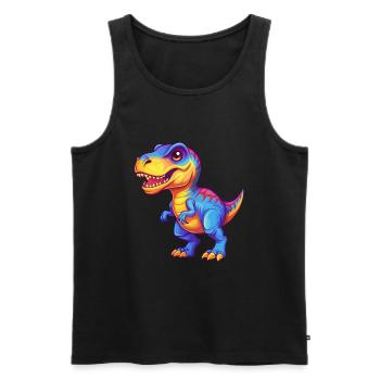 dinosaure coloré kawaii personnage de dessin animé clipart - Débardeur bio Premium Homme - noir - Devant - AI Model Male 178 light (178cm)