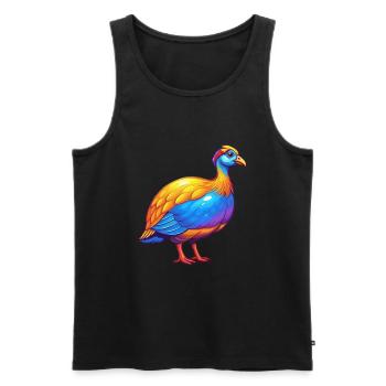 pintade coloré Kawaii dessin animé personnage animal de compagnie - Débardeur bio Premium Homme - noir - Devant - AI Model Male 178 light (178cm)