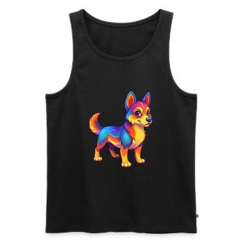 Dog Colorful Kawaii Cartoon Character Clipart - Men's Premium Organic Tank Top - black - Front - Michal (187cm)