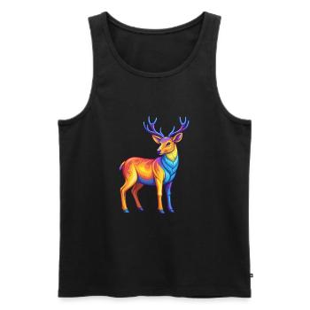 Deer Colorful Kawaii Cartoon Character Clipart - Men's Premium Organic Tank Top - black - Front - Michal (187cm)
