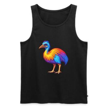 Cassowary Colorful Kawaii Cartoon Character Animal - Men's Premium Organic Tank Top - black - Front - Michal (187cm)
