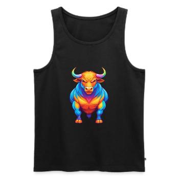Bull Colorful Kawaii Cartoon Character Clipart - Men's Premium Organic Tank Top - black - Front - Michal (187cm)