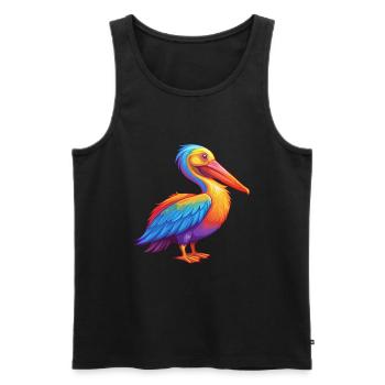 Pélican coloré Kawaii Dessin animé Clipart - Débardeur bio Premium Homme - noir - Devant - Michal (187cm)