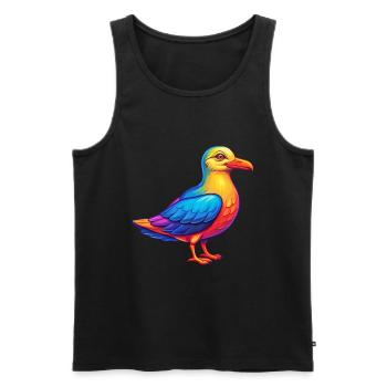 Seagull Colorful Kawaii Cartoon Character Clipart - Men's Premium Organic Tank Top - black - Front - Michal (187cm)