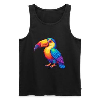 Toucan Colorful Kawaii Cartoon Character Clipart - Men's Premium Organic Tank Top - black - Front - Michal (187cm)