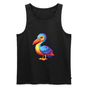 Cigogne coloré Kawaii dessin animé Personnage Clipart - Débardeur bio Premium Homme - noir - Devant - Michal (187cm)
