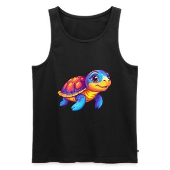 Turtle Colorful Kawaii Cartoon Character Clipart - Men's Premium Organic Tank Top - black - Front - Michal (187cm)