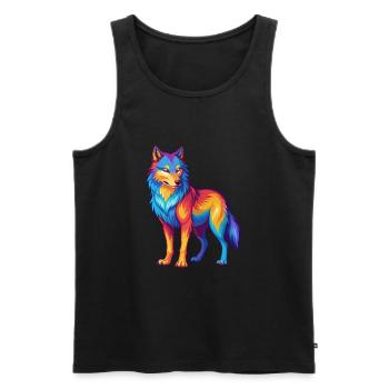 Wolf Colorful Kawaii Cartoon Character Clipart - Men's Premium Organic Tank Top - black - Front - AI Model Male 178 light (178cm)