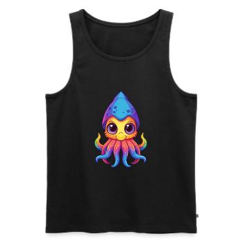 Squid Colorful Kawaii Cartoon Character Clipart - Men's Premium Organic Tank Top - black - Front - Michal (187cm)