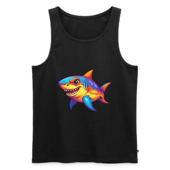 requin coloré kawaii dessin animé personnage clipart - Débardeur bio Premium Homme - noir - Devant - Michal (187cm)