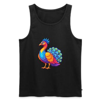 Peacock Colorful Kawaii Cartoon Character Clipart - Men's Premium Organic Tank Top - black - Front - AI Model Male 178 light (178cm)