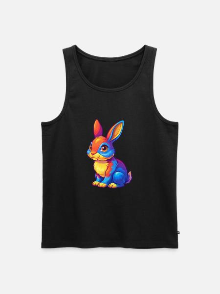 kanin, farverig, kawaii, tegneseriefigur Clipart - Herre Premium økologisk tanktop - sort
