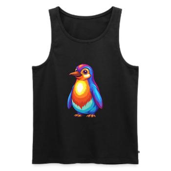 Penguin Colorful Kawaii Cartoon Character Clipart - Men's Premium Organic Tank Top - black - Front - Michal (187cm)