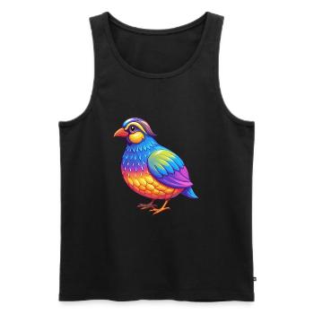 perdrix coloré Kawaii dessin animé personnage animal - Débardeur bio Premium Homme - noir - Devant - Michal (187cm)