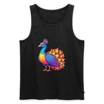 Peacock Colorful Kawaii Cartoon Character Clipart - Men's Premium Organic Tank Top - black - Front - AI Model Male 178 light (178cm)