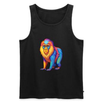 Mandrill coloré Kawaii Dessin animé Personnage Clipart - Débardeur bio Premium Homme - noir - Devant - Michal (187cm)