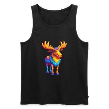 Moose Colorful Kawaii Cartoon Character Clipart - Men's Premium Organic Tank Top - black - Front - Michal (187cm)