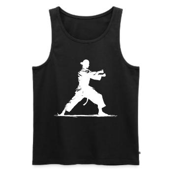 Karate Girl Sketch - Men's Premium Organic Tank Top - black - Front - AI Model Male 178 light (178cm)