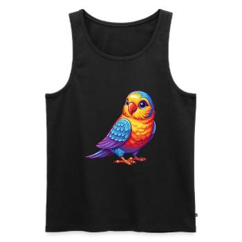 Parakeet Colorful Kawaii Cartoon Character Bird - Men's Premium Organic Tank Top - black - Front - Michal (187cm)