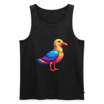 Seagull Colorful Kawaii Cartoon Character Bird - Men's Premium Organic Tank Top - black - Front - Michal (187cm)